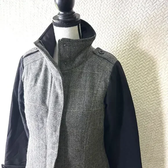 PrAna Women's Herringbone Wool Blend Caprise Insulated Convertible Jacket Gravel